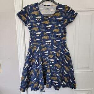 Svaha Girl's Twirl Dress Short Sleeve Pockets Walrus Seals Marine Print Sz 9/10